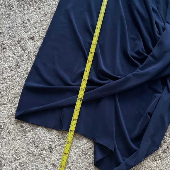 Sympli Swag Drape Midi new Navy Blue 3/4 Sleeves Asymmetrical Casual Dress Sz 10 - Picture 12 of 16